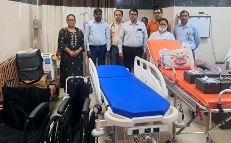 JP Healthcare  सर्विस ने मुरारी लाल चेस्ट अस्पताल को उपकरण दिए दान 