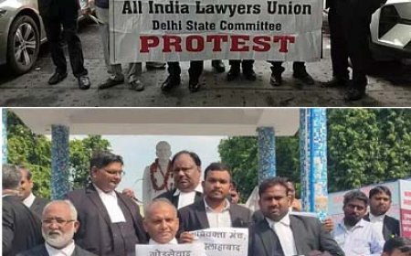 #CJI  पर हमले के विरोध में हाईकोर्ट के अधिवक्ताओं ने किया प्रदर्शन 