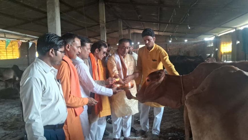जलालपुर में गोवर्धन पूजा पर गौ पूजन: गौ संरक्षण का हुआ आह्वान
