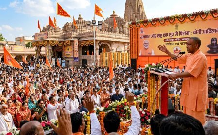 जालोर में गरजे योगी आदित्यनाथ: 'विपक्ष ने बाँटा, मोदी ने सनातन और राष्ट्र को एक सूत्र में पिरोया'