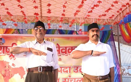 कौशाम्बी में आरएसएस का भव्य पथ संचलन, गूंजा 'स्व' का उद्घोष