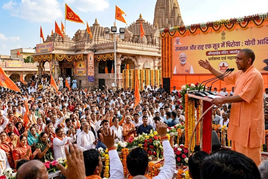 जालोर में गरजे योगी आदित्यनाथ: 'विपक्ष ने बाँटा, मोदी ने सनातन और राष्ट्र को एक सूत्र में पिरोया'