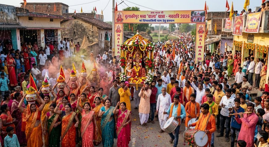 कुंडा के बुलाकीपुर में उमड़ा श्रद्धा का सैलाब: भव्य 'चाला' यात्रा के साथ विंध्याचल धाम रवाना हुए भक्त