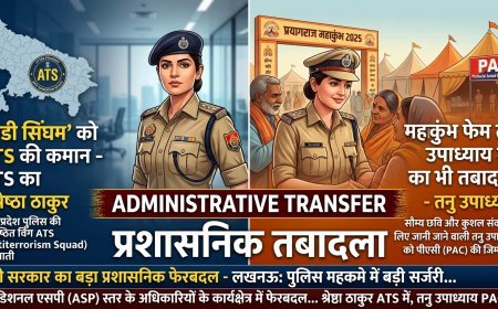 योगी सरकार का बड़ा प्रशासनिक फेरबदल : लेडी सिंघम' को ATS की कमान, महाकुंभ फेम तनु उपाध्याय का भी तबादला