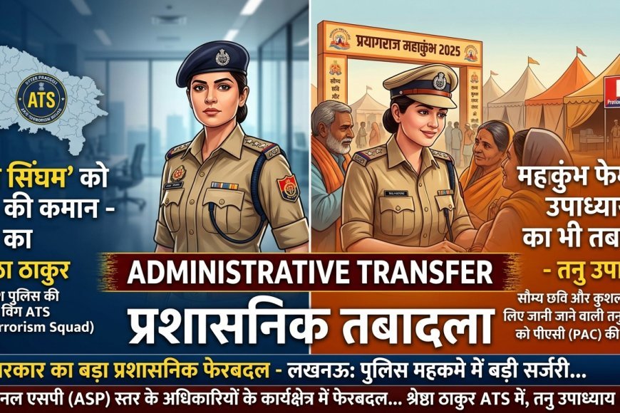योगी सरकार का बड़ा प्रशासनिक फेरबदल : लेडी सिंघम' को ATS की कमान, महाकुंभ फेम तनु उपाध्याय का भी तबादला