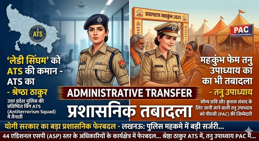 योगी सरकार का बड़ा प्रशासनिक फेरबदल : लेडी सिंघम' को ATS की कमान, महाकुंभ फेम तनु उपाध्याय का भी तबादला