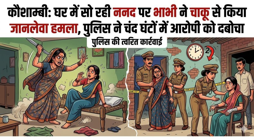 कौशाम्बी: घर में सो रही ननद पर भाभी ने चाकू से किया जानलेवा हमला, पुलिस ने चंद घंटों में आरोपी को दबोचा