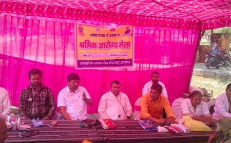 महमदपुर चारपुरा में लगा 'श्रमिक आरोग्य मेला', सैकड़ों ग्रामीणों ने उठाया लाभ