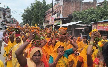 भक्तिमय हुआ कुंडा: भव्य कलश यात्रा के साथ श्रीराम कथा का आगाज, वृंदावन की कृधा किशोरी करेंगी अमृत वर्षा