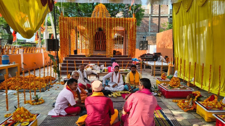 मानिकपुर नगर पंचायत परिसर में पंचमुखी हनुमान मंदिर प्राण प्रतिष्ठा शुरू, आज निकलेगी भव्य शोभायात्रा
