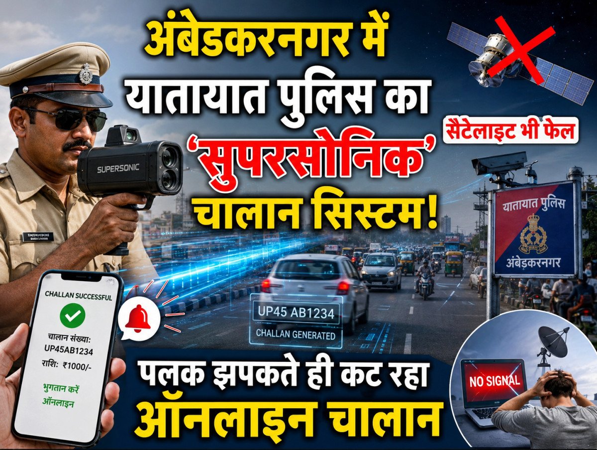 अंबेडकरनगर में यातायात पुलिस का 'सुपरसोनिक' चालान सिस्टम! पलक झपकते ही कट रहा ऑनलाइन चालान, सैटेलाइट भी फेल