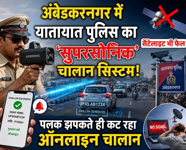 अंबेडकरनगर में यातायात पुलिस का 'सुपरसोनिक' चालान सिस्टम! पलक झपकते ही कट रहा ऑनलाइन चालान, सैटेलाइट भी फेल