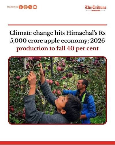 जलवायु परिवर्तन की मार से हिमाचल की सेब अर्थव्यवस्था को भारी नुकसान