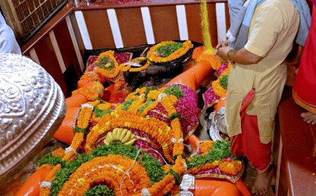 प्रयागराज: सीएम योगी आदित्यनाथ ने लेटे हनुमान जी के दरबार में टेका माथा