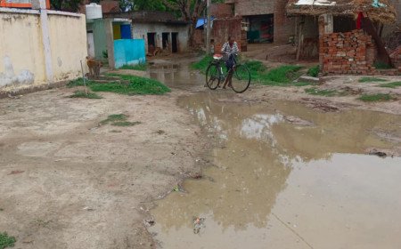 कौशाम्बी: जलभराव से सड़क बनी तालाब, ग्रामीणों ने दी विधानसभा चुनाव बहिष्कार की चेतावनी