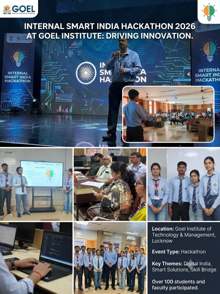 गोयल इंस्टीट्यूट में 'इंटरनल स्मार्ट इंडिया हैकाथॉन 2026' संपन्न: 50 उत्कृष्ट तकनीकी टीमें अगले दौर के लिए चयनित